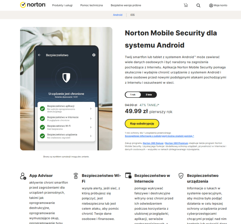Norton Mobile Security dla systemu Android