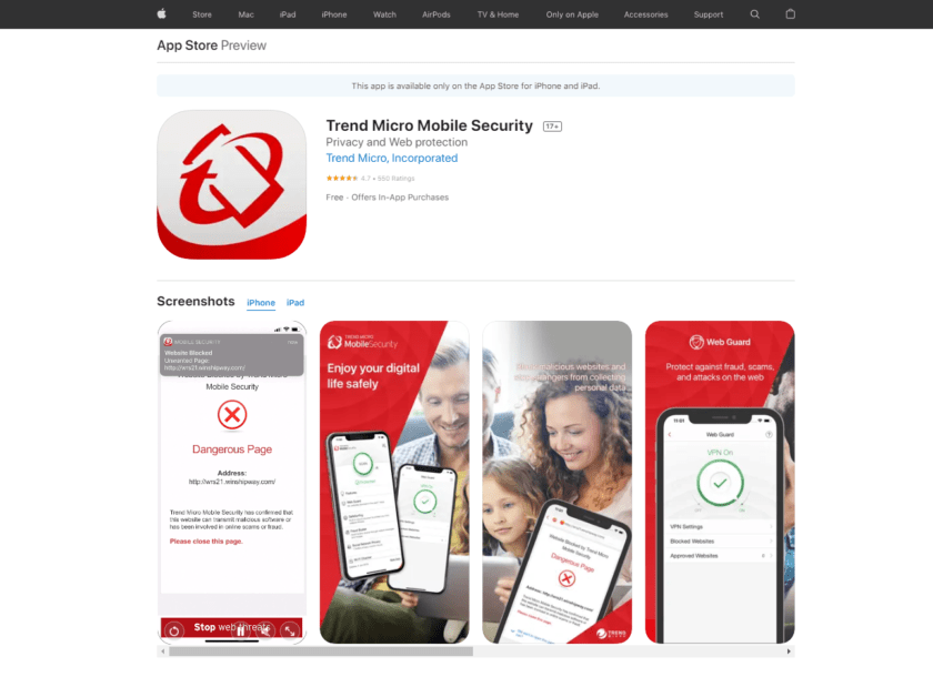 Seguridad móvil de Trend Micro para iOS